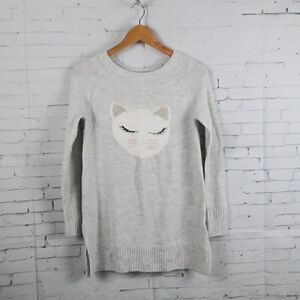LC LAUREN CONRAD GREY SEQUIN KITTY CAT PULL OVER TUNIC SWEATER SIZE XS